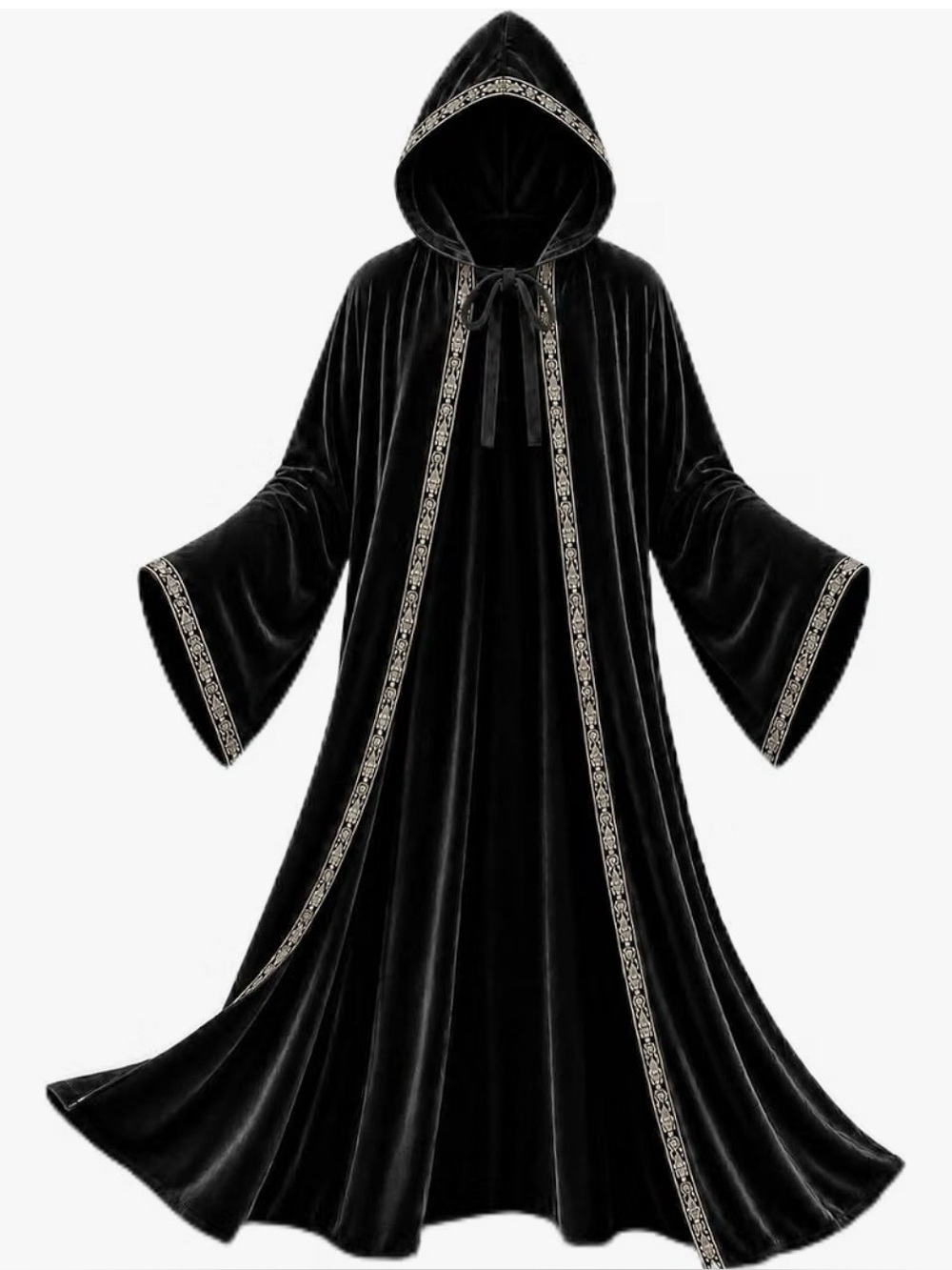 Black Hooded Velvet Wizard Cloak for Kids